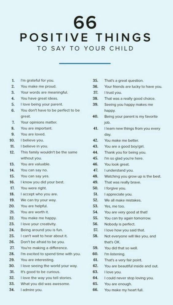 66 positive things to say to your child